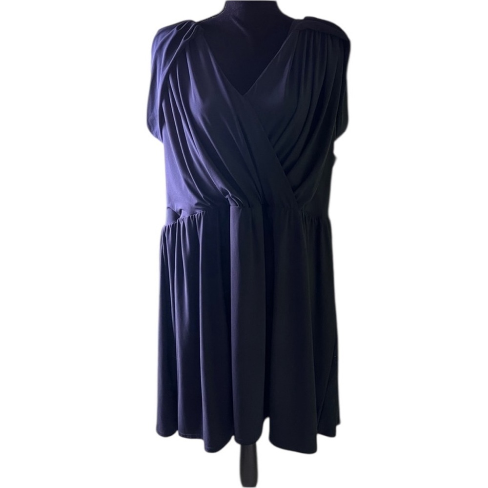 ASOS Curve Women’s Navy Blue Drape Cold Shoulder Knee Length Dress‎ 24 NWT